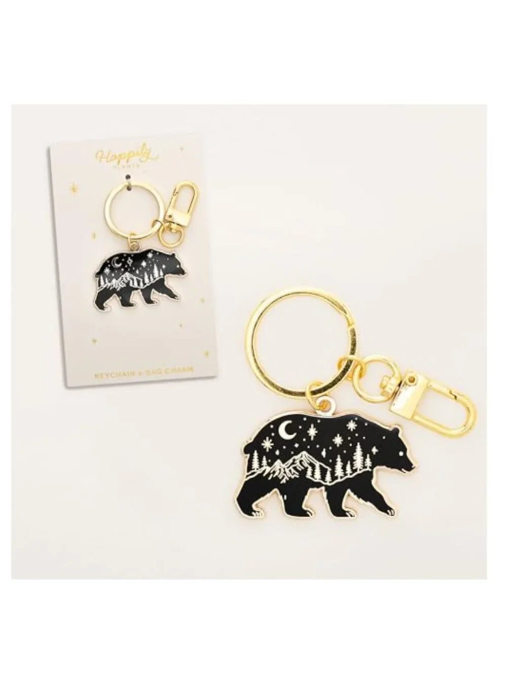 Celestial Bear Keychain Bag Charm Hand-Painted Hard Enamel Zinc Alloy Wildlife